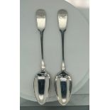 Pair of Scottish Provincial Aberdeen Silver James Erskine Teaspoons - 5 1/4" - 28.3 grams total.