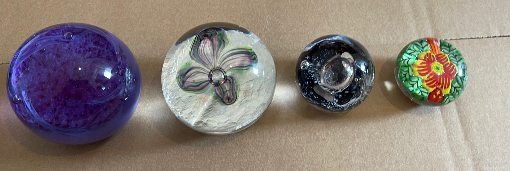 Lot of 4 Paperweights to include Selkirk example - largest 75mm x 65mm smallest 45mm x35mm.