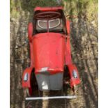 Vintage Red "Leeway" Pedal Car - 36" long and 18" wide.