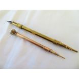 Antique 9ct Gold Pencil and Antique Base Metal Combination Dip Pen&Pencil.