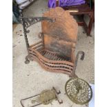 Antique Fire Grate and Back (30" x30") plus 2 Antique Trivets.