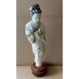 Japanese Ivory Figure - 10 3/4" tall on stand - 420 grams.