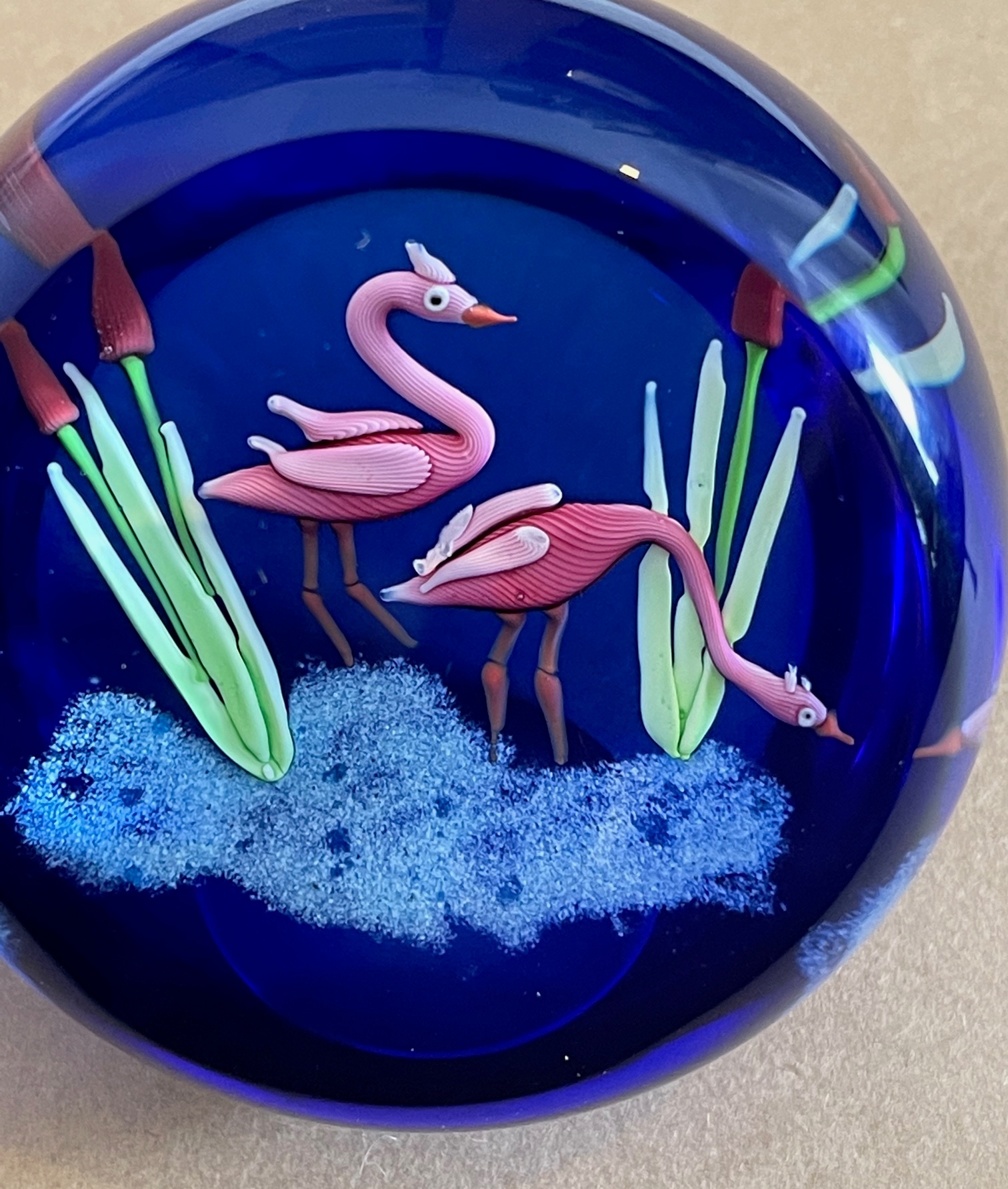 Vintage Caithness Glass Scotland Flamingoes Paperweight 9/150 - approx 75mm x 75mm. - Image 2 of 7