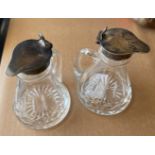 Pair of Antique Silver Mounted Noggins - 4" tall and 3" wide.