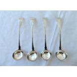 Lot of 4 Scottish Provincial Silver Toddy Ladles - David Gray Dumfries - 17.5cm long -136.4 g total.