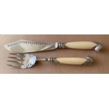 Late Victorian Silver Mounted Fish Servers - 34cm and 28cm - Sheffield 1894.