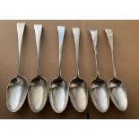 Lot of 6 Scottish Provincial Aberdeen - John Leslie Table Spoons - 8 3/4" long - 381 grams.