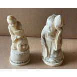 Lot of 2 Chinese signed Ivory Figures - 115mm - 119 grams and 105mm - 85 grams.