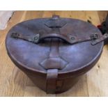 Antique Leather Hat Box with Top Hat.