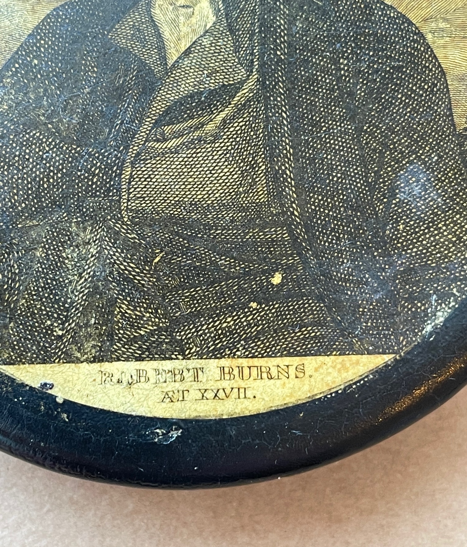 Robert Burns Paper Mache Circular Snuff Box - 3 5/8" (90mm) diameter. - Image 5 of 8