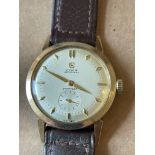 Vintage Cyma Watersport 9ct Gold Presentation Watch - 33mm case working order.