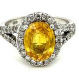 14 karat Gold Yellow Sapphire and Diamond Ring (UK size K)