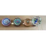 Lot of 4 Vintage Paperweights to include Perthshire Paperweights examples-largest approx 70mmx48mm.