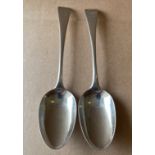 Pair of London Silver Tablespoons dated 1791 by William Sutton - approx 23cm - 113 grams.