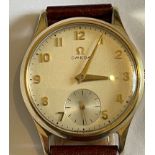 Vintage Gents 9ct Gold Omega Watch - caliber 266 - 33mm case - working order.