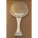 Goldsmiths&Silversmiths Silver Mounted Art Nouveau hand Mirror - London 1903 - 12 1/8" x 6 1/4".