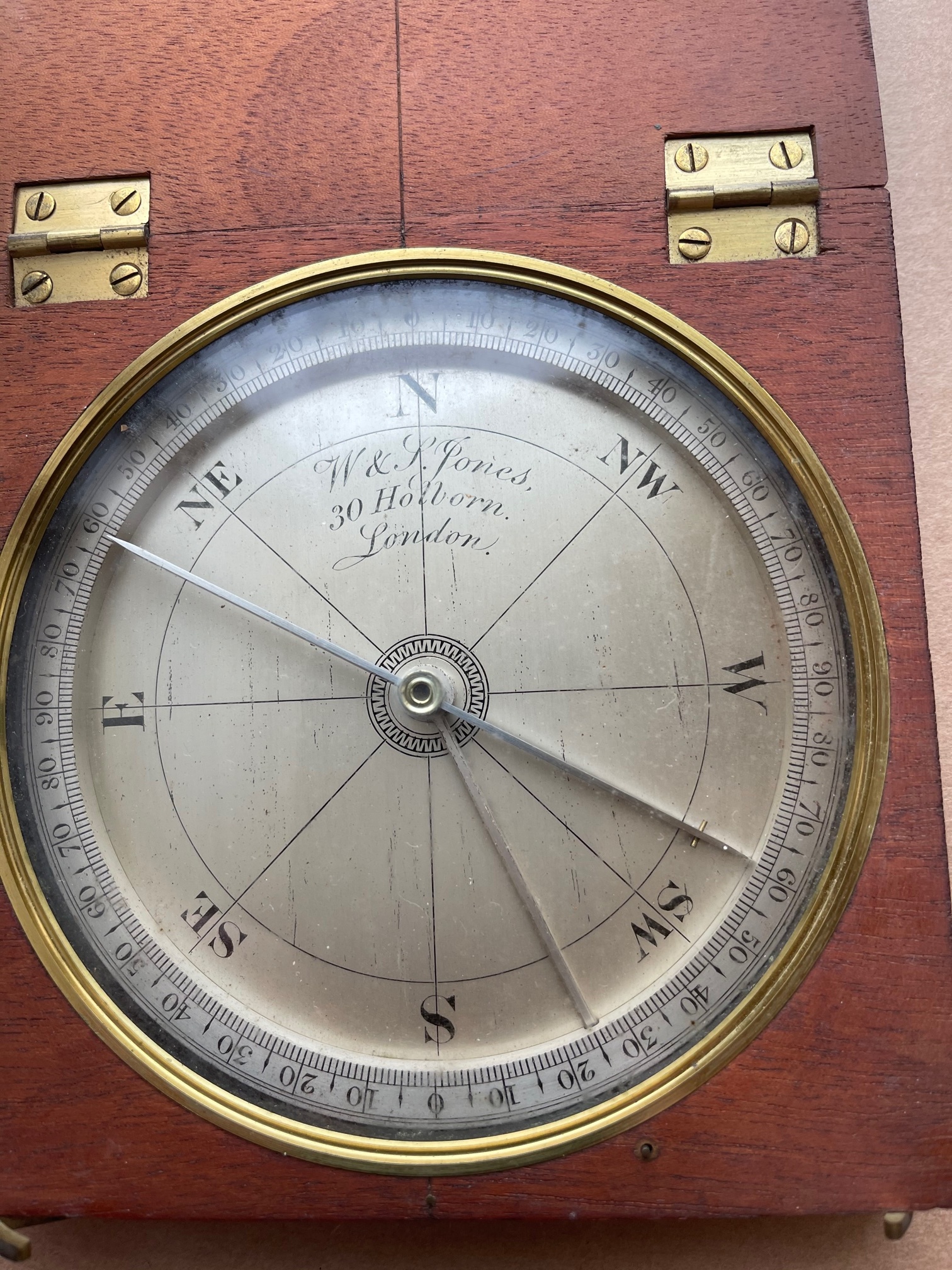 Antique Cased Surveyor's Compass by W&S Jones 30 Holborn London - 4 1/2" dial. - Image 2 of 8