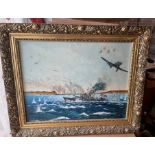 Doug Wheeler Oil on Board Painting -Dieppe Aug 12th 1942 - HMS L 71-Wheeler served on boat 1941-44.