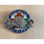Antique Silver and Enamel Canadian Curlers Scotland 1921 Silver Brooch - 70mm x 60mm + other badge