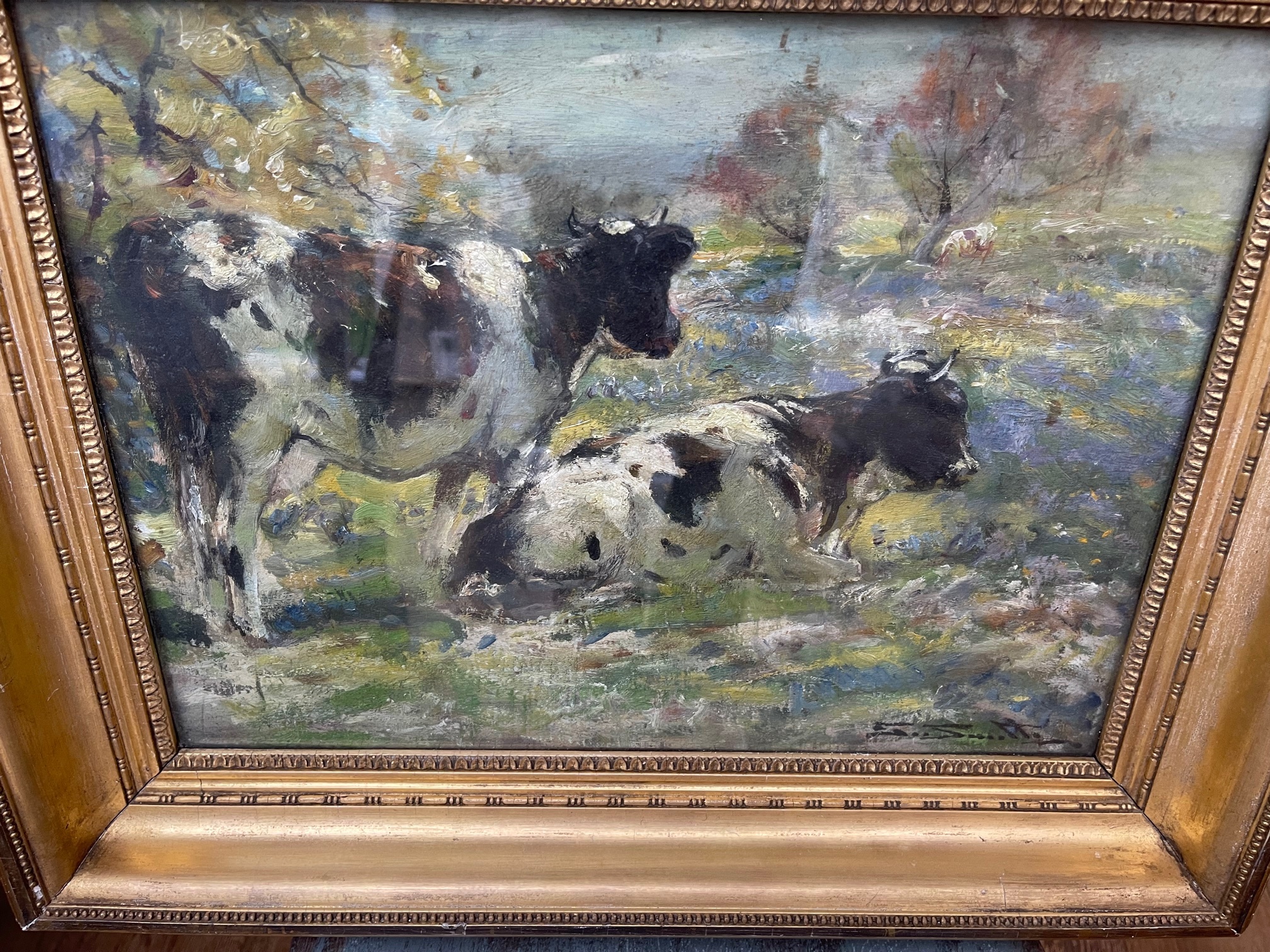 George Smith Cattle Scene Oil Painting - actual oil 15" X 11". - Image 2 of 7