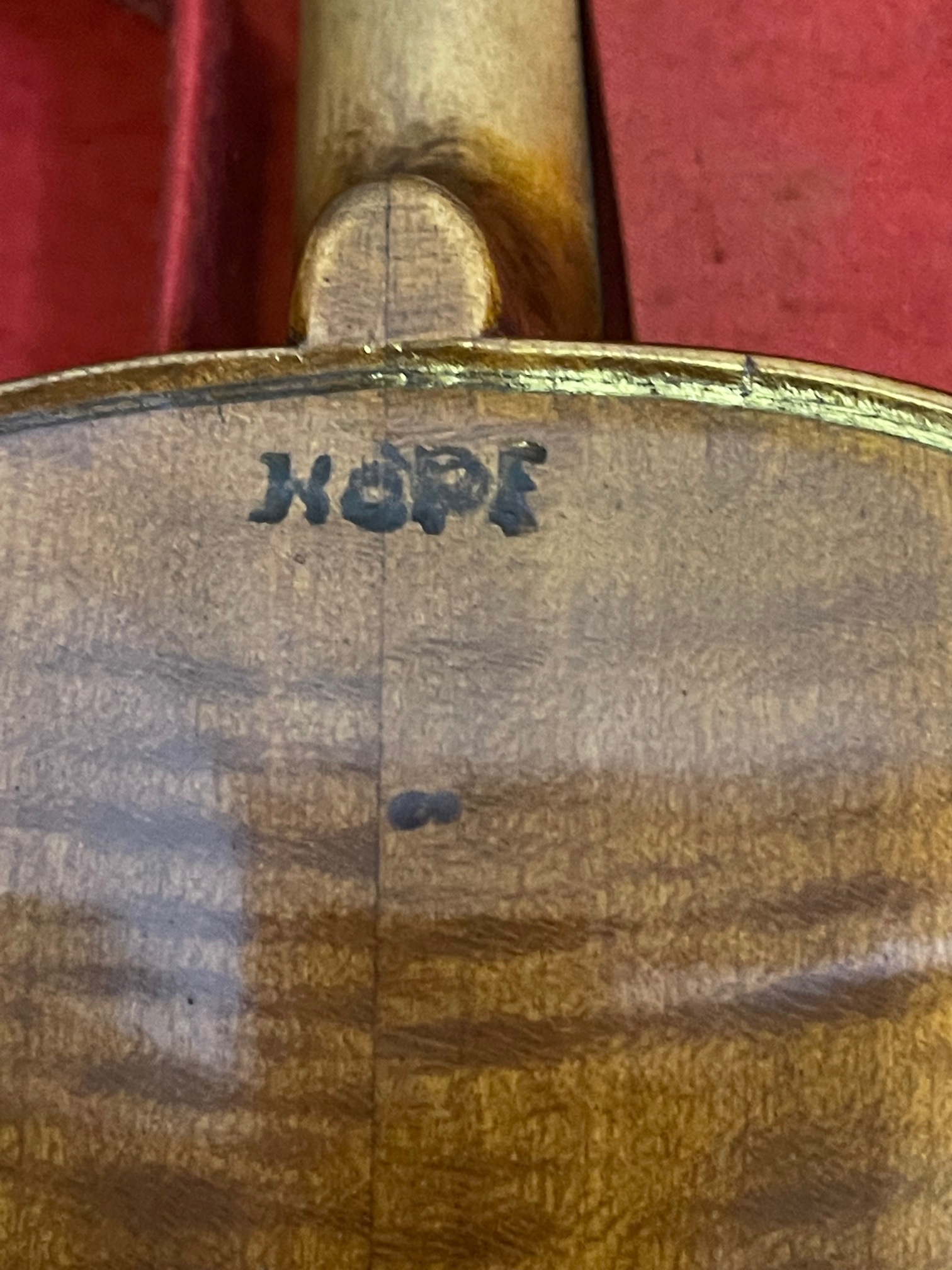 Antique HOPF stamped Violin - 23 1/2" overall with a 14 1/8" back. - Image 9 of 15