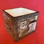 Vintage Troika Cube Vase decorated by Avril Bennet - 8.5cm tall x 9cm x 9cm.