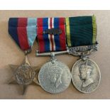 WW2 Group of 3 including Territorial Efficiency Medal to a: 3773017 PTE.A.J.ELLIOT. KINGS.
