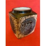 Vintage Troika Marmalade Pot - decorated by Honor Curtis -9cm tall x 7.5cm wide and 7.5cm depth.