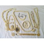 Quantity of Ivory and Bone Antique Jewelry - 283 grams total weight.