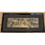 Antique H.Schievellkamp Dutch Framed Silver Plaque of Putti - 23 1/2" x 11"