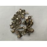 Vintage Silver Charm Bracelet with some opening Charms - over 30 charms - 189 grams