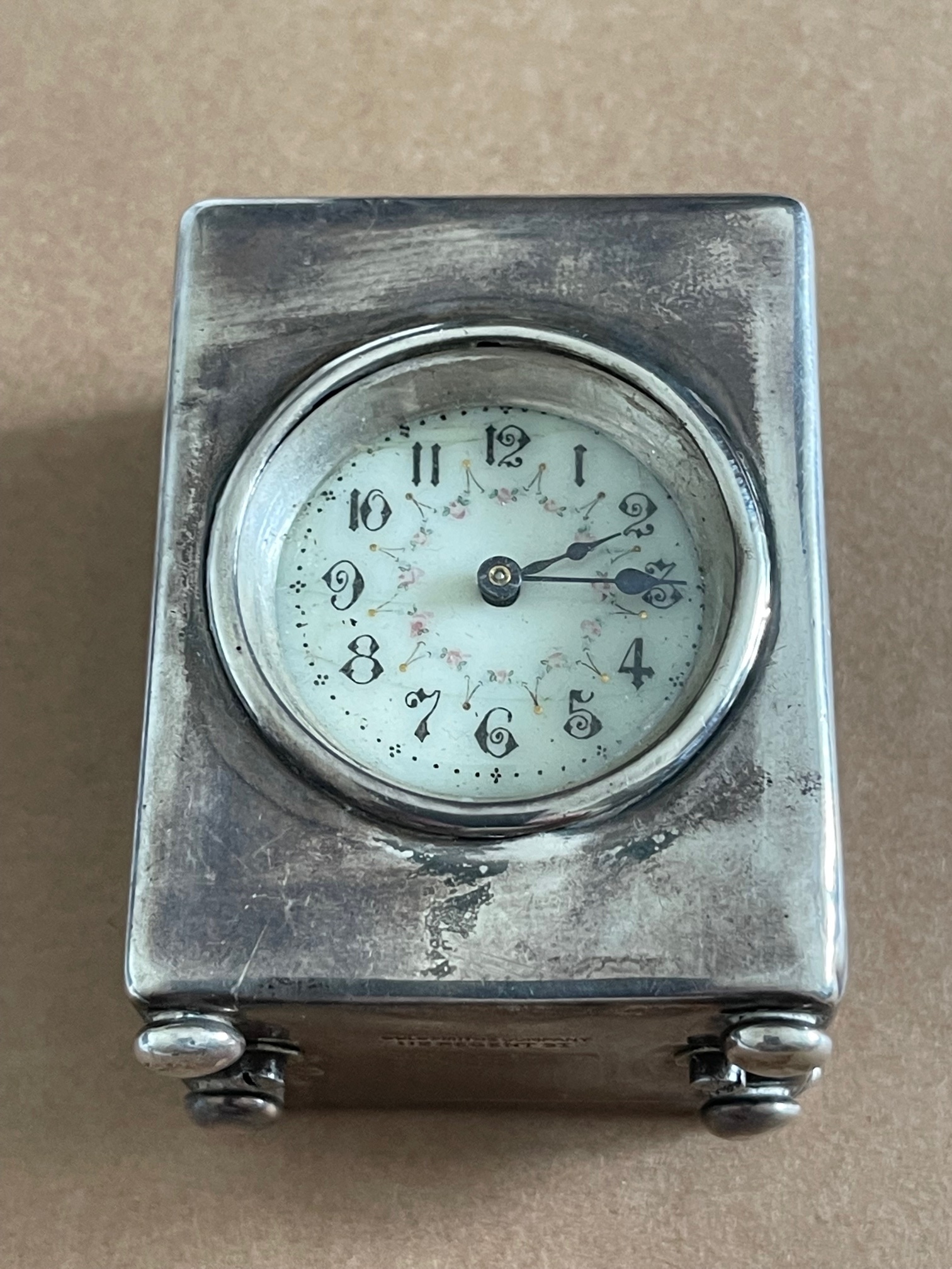 Vintage Goldsmith Company Miniature Silver Cased Clock - 3" x 2 1/8" x 1 9/16". - Image 3 of 9