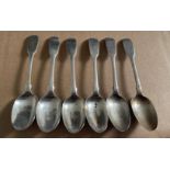 Lot of 6 Scottish Provincial Arbroath Silver Tea Spoons - 5 1/2" long.