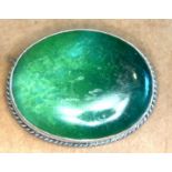 Antique Charles Horner Silver Ruskin Pottery Green Brooch 38mm x 30mm.