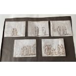 Lot of 6 x Antique Miniature Sepia Watercolours of Religious Scenes - each approximately 75mm x 57mm