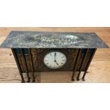 Antique Arts&Crafts Brass Mantel Clock - 13 1/4" x 7 1/2" x 4 3/8".