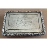 Antique Victorian Silver Snuff Box with inscription - 85mm x 57mm x 17mm.