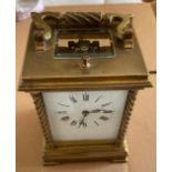 Antique Brass Chiming Carriage Clock - 150mm x 105mm x 90mm - ticking order.