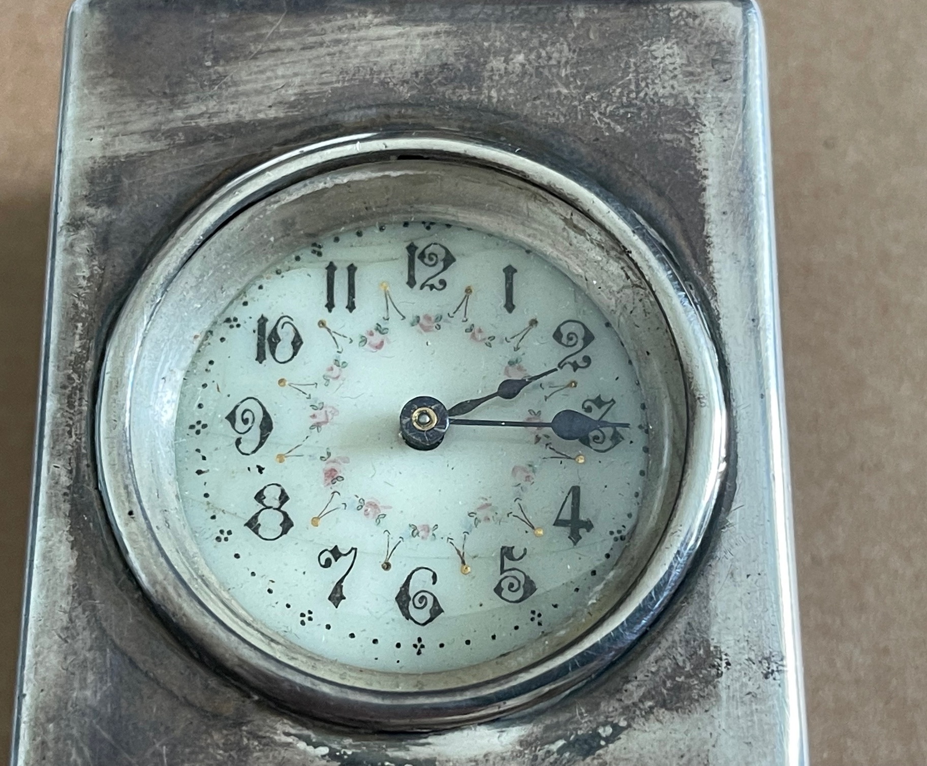 Vintage Goldsmith Company Miniature Silver Cased Clock - 3" x 2 1/8" x 1 9/16". - Image 7 of 9
