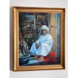 Vintage Eddie Lange "Arabic Scene Oil Painting" - Canvas 30" X 24.5" - frame 36" x 29.5".