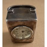 Vintage Goldsmith Company Miniature Silver Cased Clock - 3" x 2 1/8" x 1 9/16".