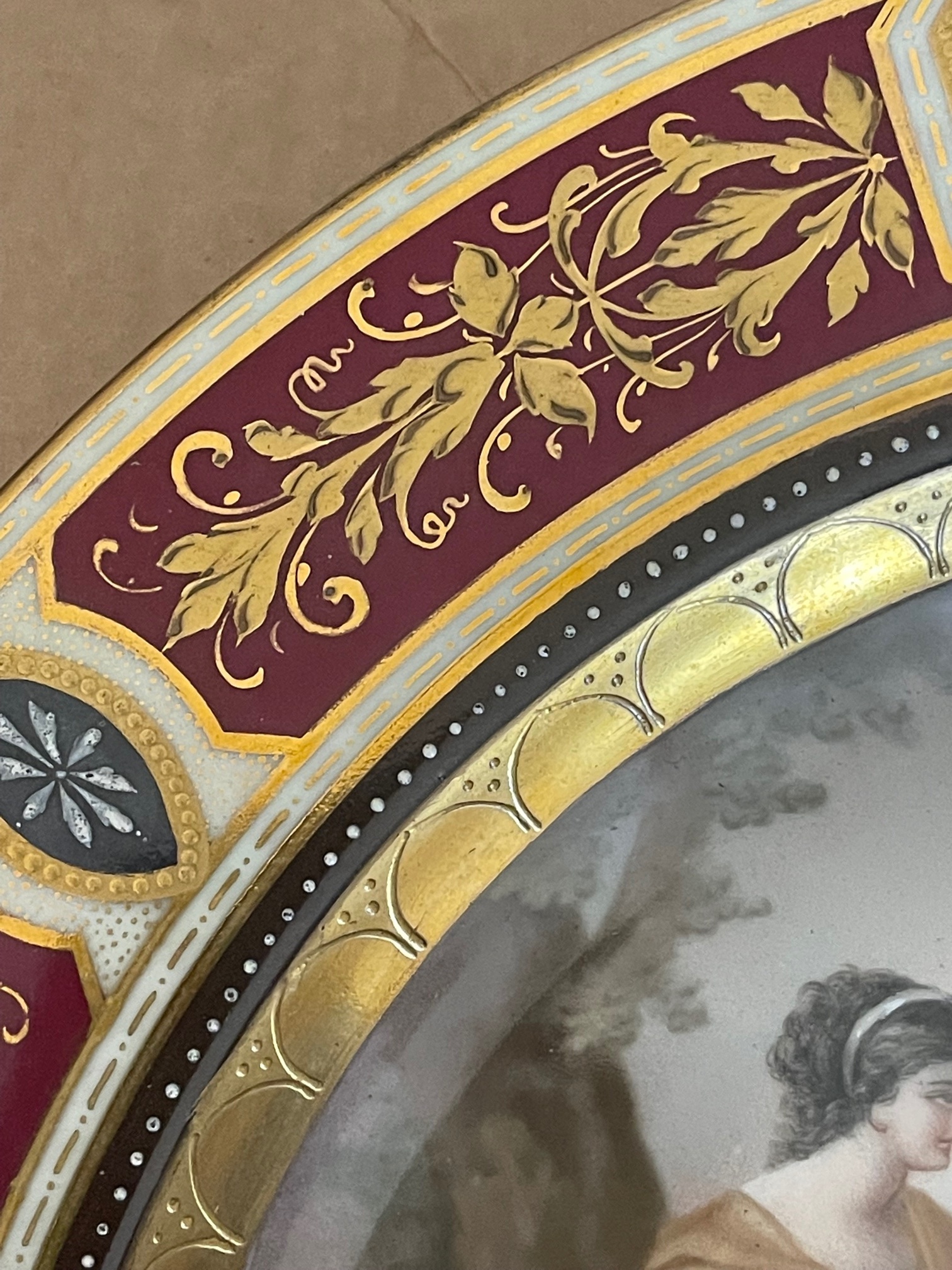 Antique Vienna Porcelain Cabinet Plate 14 3/4" diameter. - Image 4 of 9