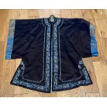 Antique/Vintage Dark Blue Embroidered Chinese Jacket - 104cm tall and 113 cm at the widest.