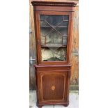 Antique Inlaid Corner Cabinet Base and Top - 74" tall.