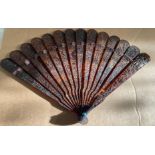 Antique/Vintage Chinese Tortoiseshell? Fan - 7 1/2" long.