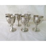 Lot of 6 Antique Chinese Silver Eggcups c1900 - 222grams - 72mm high and 43mm diameter top.