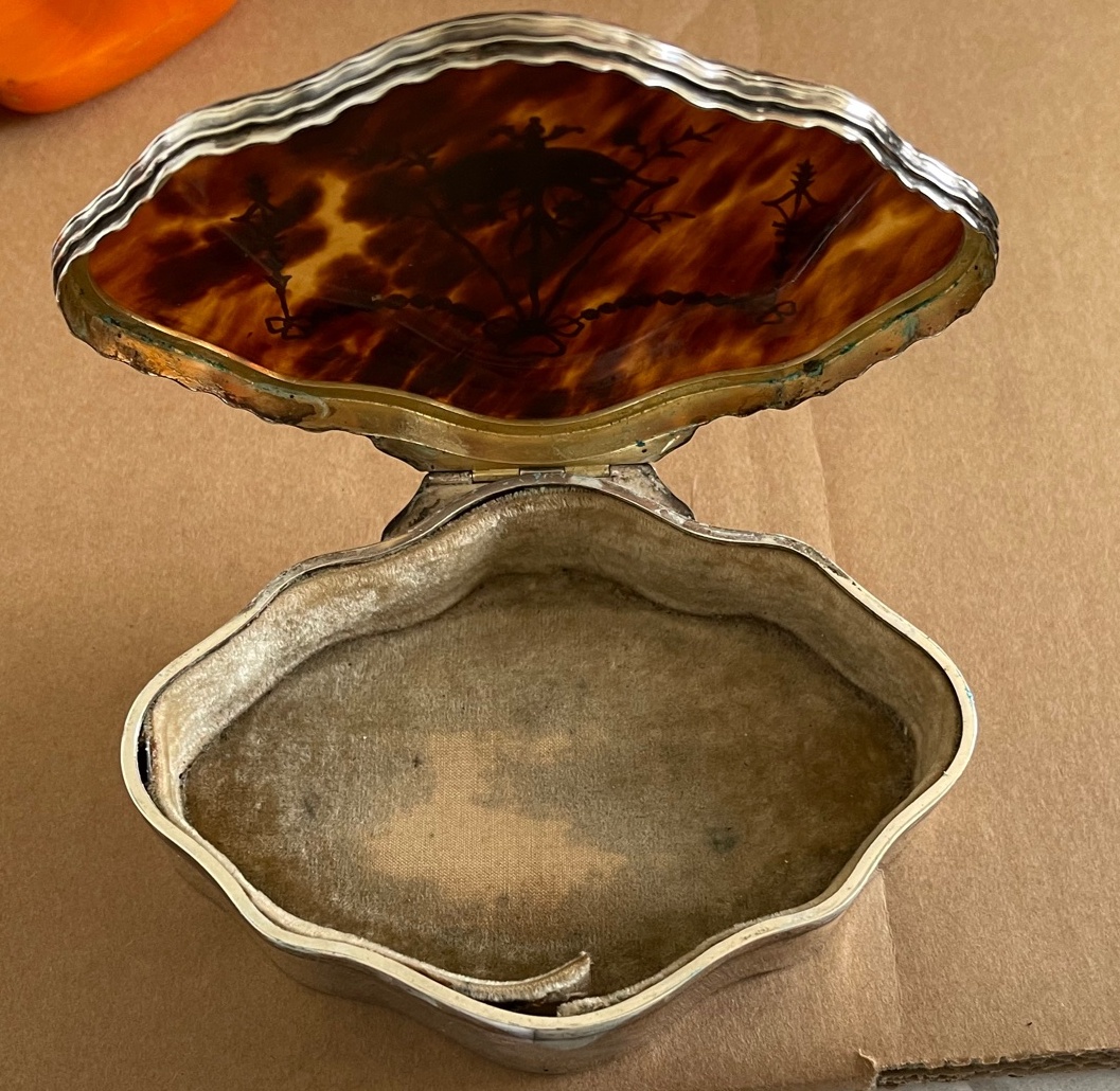 Antique Silver and Tortoiseshell Lidded Box 4 3/4" x 3 1/2" x 1 1/4". - Image 7 of 8