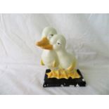 Clarice Cliff Art Deco Pair of Bizarre Hand Painted Ducklings - base approx 110mm x 70mm -145mm tall