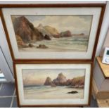 Pair of Victorian Watercolours by J C UREN - actual watercolours 13" X 7".