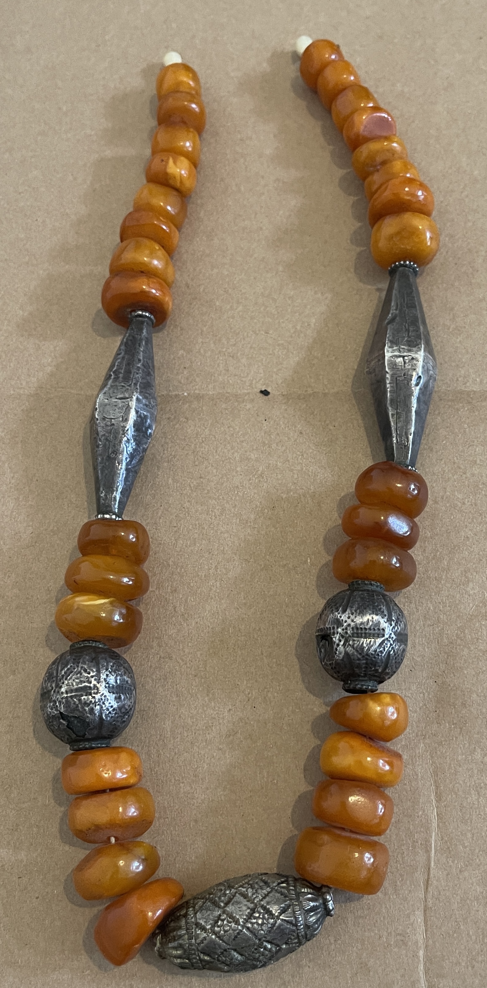 Antique Ethnic Berber? Silver and Amber/Bakelite Necklace - 49cm long - 104 grams. - Image 11 of 12